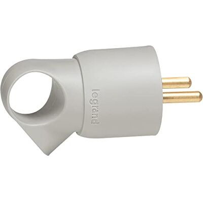 Legrand Annela-stekker met aarding, kunststof, met ring, grijs Legrand Annela-stekker met aarding, kunststof, met ring, grijs
