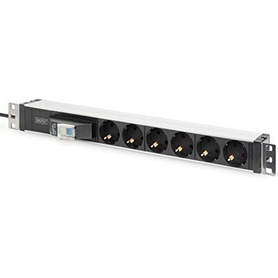 Digitus Stekkerdoos 19 inch 6-voudig 1HE 250VAC 50/60Hz 16A 4000W met veiligheidsschakelaar Digitus Stekkerdoos 19 inch 6-voudig 1HE 250VAC 50/60Hz 16A 4000W met veiligheidsschakelaar