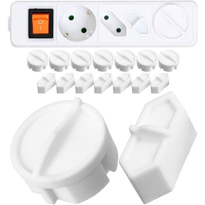 Your Day Mate Stopcontacten Mix Set, 16 stuks, wit, siliconen, spatbescherming, stofbescherming, deksel voor SchuKo stopcontact type F en Eurostekker type C, voor meervoudig stopcontact Your Day Mate Stopcontacten Mix Set, 16 stuks, wit, siliconen, spatbescherming, stofbescherming, deksel voor SchuKo stopcontact type F en Eurostekker type C, voor meervoudig stopcontact