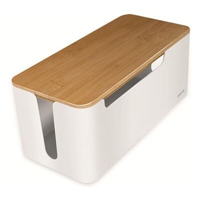 Logilink KAB0075 middelgrote kabelbox (320 x 140 x 130 mm), wit met bamboedeksel Logilink KAB0075 middelgrote kabelbox (320 x 140 x 130 mm), wit met bamboedeksel