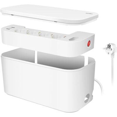 Logilink LPS281U Kabelbox met 5-voudige stekkerdoos en 3 USB-poorten, kleur: wit Logilink LPS281U Kabelbox met 5-voudige stekkerdoos en 3 USB-poorten, kleur: wit