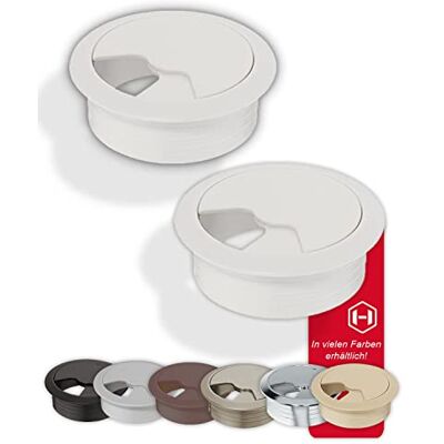 Gedotec Kabeldoorvoer H1001, kunststof, rond, om in te drukken, verzonken, voor bureau, kantoormeubels, boorgat 60 mm, 2 stuks, zilverkleurig Gedotec Kabeldoorvoer H1001, kunststof, rond, om in te drukken, verzonken, voor bureau, kantoormeubels, boorgat 60 mm, 2 stuks, zilverkleurig