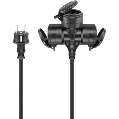 goobay Drievoudige verlengkabel voor buitengebruik IP44 / netsnoer voor buiten / 3 Schuko-stopcontacten met beschermkleppen / 3680 W bij 250 V (AC) en 16 A, 65437, 5 m goobay Drievoudige verlengkabel voor buitengebruik IP44 / netsnoer voor buiten / 3 Schuko-stopcontacten met beschermkleppen / 3680 W bij 250 V (AC) en 16 A, 65437, 5 m