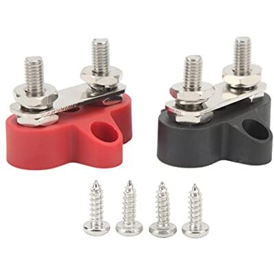 Weikeya Batterijklemmenblok, stroomverdeling aansluitblok, 2 stuks, M6 draad, 2 bouten voor boot, voor camper, accuklemmen en stroomverdelingsmodules Weikeya Batterijklemmenblok, stroomverdeling aansluitblok, 2 stuks, M6 draad, 2 bouten voor boot, voor camper, accuklemmen en stroomverdelingsmodules