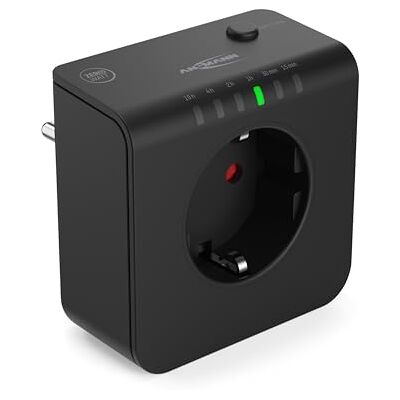 Ansmann Timer, energiebesparend, compact stopcontact met countdown, kerstdecoratie, geen stand-byverbruik, zwart, 3680 W, voor gebruik binnenshuis Ansmann Timer, energiebesparend, compact stopcontact met countdown, kerstdecoratie, geen stand-byverbruik, zwart, 3680 W, voor gebruik binnenshuis