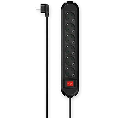 Hama Stekkerdoos met 6 stopcontacten, 1,5 meter kabel, zwart, met schakelaar, wandmontage Hama Stekkerdoos met 6 stopcontacten, 1,5 meter kabel, zwart, met schakelaar, wandmontage