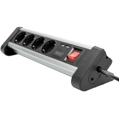 Digitus Stekkerdoos met USB 2 laadpoorten USB-A 4 stopcontacten schakelaar bureau & wandmontage Digitus Stekkerdoos met USB 2 laadpoorten USB-A 4 stopcontacten schakelaar bureau & wandmontage