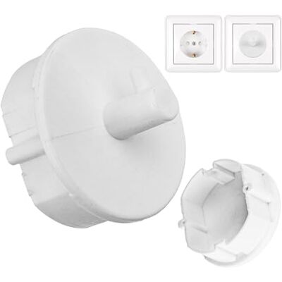 Your Day Mate Stopcontactdoos met haken, 2-delig, wit, stekkerbescherming tegen stof, spatwater, vuil, voor SchuKo stopcontact type F Your Day Mate Stopcontactdoos met haken, 2-delig, wit, stekkerbescherming tegen stof, spatwater, vuil, voor SchuKo stopcontact type F