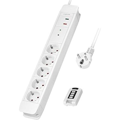 Logilink LPS402 5-voudige stekkerdoos + afstandsbediening voor maximaal 2 gelijktijdige stekkerdozen, 5 x CEE 7/3 (geaard contact), kabellengte 1,5 m Logilink LPS402 5-voudige stekkerdoos + afstandsbediening voor maximaal 2 gelijktijdige stekkerdozen, 5 x CEE 7/3 (geaard contact), kabellengte 1,5 m
