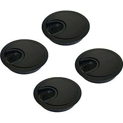 LIKERAINY Kabeldoorvoer Ø 60 mm voor inbouw op bureautafel, kabelorganizer, meubels zwart geborsteld metaal, kabeldoorvoer, kabelafdekking, 4 stuks LIKERAINY Kabeldoorvoer Ø 60 mm voor inbouw op bureautafel, kabelorganizer, meubels zwart geborsteld metaal, kabeldoorvoer, kabelafdekking, 4 stuks