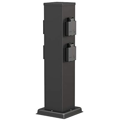 ledscom.de Garten POLLY contactdoos zuil voor buiten, IP44, 4x, roestvrij staal, zwart, vierkant, 40 cm ledscom.de Garten POLLY contactdoos zuil voor buiten, IP44, 4x, roestvrij staal, zwart, vierkant, 40 cm