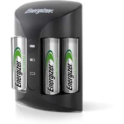 Energizer Acculader, oplaadbaar, AA- en AAA-batterijen, oplaadbaar (2 AA-batterijen meegeleverd) Energizer Acculader, oplaadbaar, AA- en AAA-batterijen, oplaadbaar (2 AA-batterijen meegeleverd)
