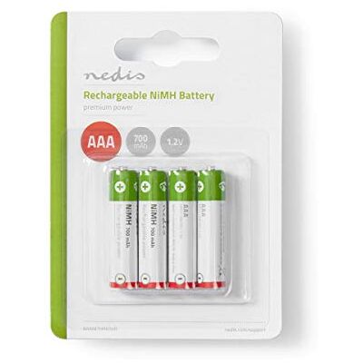 NEDIS AAA oplaadbare Ni-MH batterij 1,2 V 700 mAh 4 Uni NEDIS AAA oplaadbare Ni-MH batterij 1,2 V 700 mAh 4 Uni