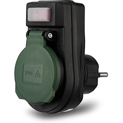 REV Adapter met schakelaar IP44 zwart/groen REV Adapter met schakelaar IP44 zwart/groen