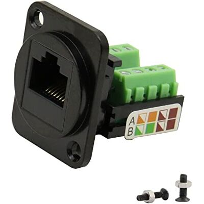QIANRENON RJ45/8P8C Cat5E Keystone Jack Schroef Terminal Adapter, D-type Modulair Paneel Vrouwelijke Data Crimp Data Connector Zwart QIANRENON RJ45/8P8C Cat5E Keystone Jack Schroef Terminal Adapter, D-type Modulair Paneel Vrouwelijke Data Crimp Data Connector Zwart
