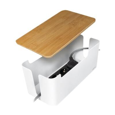 Logilink KAB0075 middelgrote kabelbox (320 x 140 x 130 mm), wit met bamboedeksel Logilink KAB0075 middelgrote kabelbox (320 x 140 x 130 mm), wit met bamboedeksel