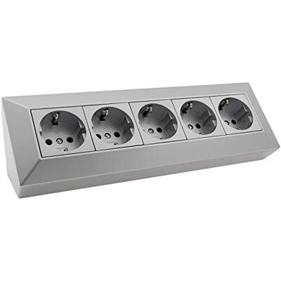 ChiliTec 5-voudige hoekstekkerdoos met geaard contact inbouw- en inbouwstekkerdoos voor keuken, kantoor, werkplaats, zilver en grijs ChiliTec 5-voudige hoekstekkerdoos met geaard contact inbouw- en inbouwstekkerdoos voor keuken, kantoor, werkplaats, zilver en grijs