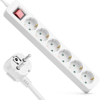 deleyCON Stekkerdoos 6 stopcontacten met verlichte schakelaar aan/uit – 3,0 m kabel – 6 x contactcontactdoos, stekkerdoos, verdeler, verlenging, stroomvoorziening voor thuis, kantoor, 3680 W, 16 A deleyCON Stekkerdoos 6 stopcontacten met verlichte schakelaar aan/uit – 3,0 m kabel – 6 x contactcontactdoos, stekkerdoos, verdeler, verlenging, stroomvoorziening voor thuis, kantoor, 3680 W, 16 A