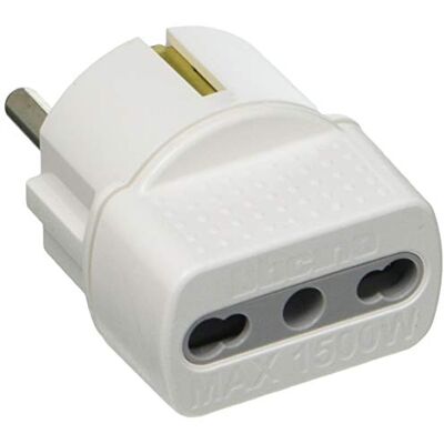 Bticino Adapter met Duitse stekker en By-Pass-stekker, wit, S3625D 3500W, 250V Bticino Adapter met Duitse stekker en By-Pass-stekker, wit, S3625D 3500W, 250V