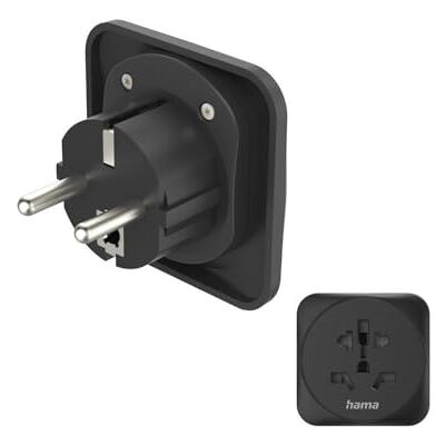 Hama Universele reisadapter voor wereld naar Europa – type E/F 3-polig, compatibel met USA, VK, China, Zwitserland, Italië, reisadapter, ideaal voor internationale apparaten in Frankrijk – zwart Hama Universele reisadapter voor wereld naar Europa – type E/F 3-polig, compatibel met USA, VK, China, Zwitserland, Italië, reisadapter, ideaal voor internationale apparaten in Frankrijk – zwart