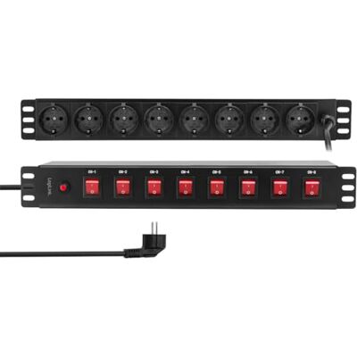 Logilink PDU8D01-19 inch stekkerdoos 8-voudig, elk stopcontact kan afzonderlijk worden geschakeld, met overbelastingsbeveiliging Logilink PDU8D01-19 inch stekkerdoos 8-voudig, elk stopcontact kan afzonderlijk worden geschakeld, met overbelastingsbeveiliging