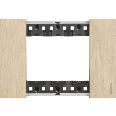Bticino KA4803ZW Living Now plaat met 3 modules, goudkleurig Bticino KA4803ZW Living Now plaat met 3 modules, goudkleurig