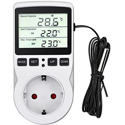 KINGOZOYI Temperatuurregelaar 230 V digitale thermostaat stopcontact stopcontact voor broeikas, verwarmingsdeken, watertank KINGOZOYI Temperatuurregelaar 230 V digitale thermostaat stopcontact stopcontact voor broeikas, verwarmingsdeken, watertank