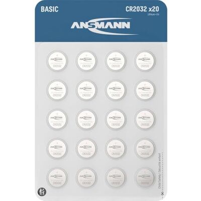 Ansmann Basic 20 x CR2032 lithium-knoopcelbatterijen, 3 V, hoogwaardige batterijen, ideaal voor keukenweegschalen, autosleutels, meetapparaten, afstandsbedieningen enz. Ansmann Basic 20 x CR2032 lithium-knoopcelbatterijen, 3 V, hoogwaardige batterijen, ideaal voor keukenweegschalen, autosleutels, meetapparaten, afstandsbedieningen enz.