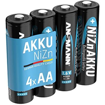 Ansmann 4 stuks AA 1,6 V 1600 mAh Mignon NiZn/Ni-Zn batterij AA oplaadbare batterijen vervangen 1,5 V wegwerpbatterijen in voordeelverpakking voor betrouwbaar gebruik Ansmann 4 stuks AA 1,6 V 1600 mAh Mignon NiZn/Ni-Zn batterij AA oplaadbare batterijen vervangen 1,5 V wegwerpbatterijen in voordeelverpakking voor betrouwbaar gebruik