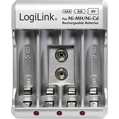 Logilink Acculader (AA/AAA/9V), zilver Logilink Acculader (AA/AAA/9V), zilver