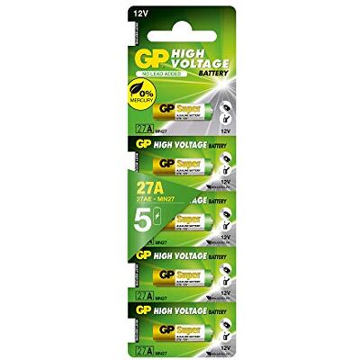 GP 5 stuks alkalinebatterijen 27 A 12 V (A27, MN27, V27A), speciale 12 V batterij voor centrale vergrendeling van auto's, garagedeuropener enz., 5 x 27 A 12 V batterijen (afzonderlijk verwijderbaar) GP 5 stuks alkalinebatterijen 27 A 12 V (A27, MN27, V27A), speciale 12 V batterij voor centrale vergrendeling van auto's, garagedeuropener enz., 5 x 27 A 12 V batterijen (afzonderlijk verwijderbaar)