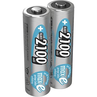 Ansmann 2 stuks AA Mignon 2100 mAh 1,2 V NiMH batterijen AA MaxE oplaadbare batterijen (lage zelfontlading en voorgeladen) ideaal voor speelgoed, draadloos toetsenbord/muis, Wii-controller en Xbox Ansmann 2 stuks AA Mignon 2100 mAh 1,2 V NiMH batterijen AA MaxE oplaadbare batterijen (lage zelfontlading en voorgeladen) ideaal voor speelgoed, draadloos toetsenbord/muis, Wii-controller en Xbox