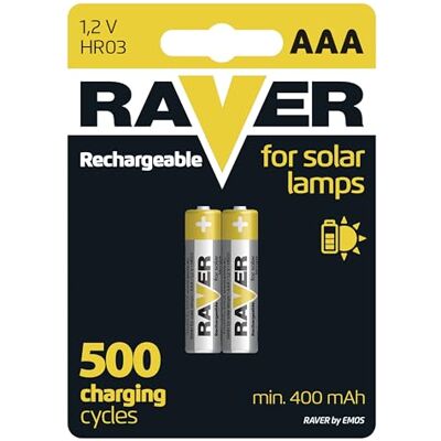 EMOS Raver Solar AAA Batterij voor zonne-verlichting NiMH 1,2 V 400 mAh HR03, 2 stuks EMOS Raver Solar AAA Batterij voor zonne-verlichting NiMH 1,2 V 400 mAh HR03, 2 stuks