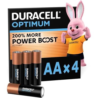 Duracell Optimum AA-alkalinebatterijen, 1.5 V, LR6 MX1500, 4 stuks Duracell Optimum AA-alkalinebatterijen, 1.5 V, LR6 MX1500, 4 stuks