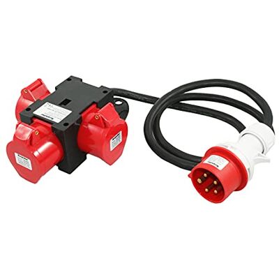 solartronics Sunpulse 91445 CEE adapter 16A 400V 3x16A stroomverdeler op een bouwplaats solartronics Sunpulse 91445 CEE adapter 16A 400V 3x16A stroomverdeler op een bouwplaats