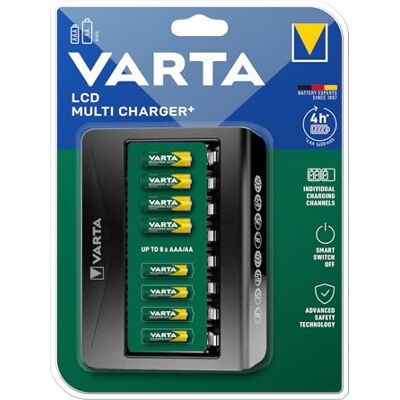Varta Multi-charger, oplader voor oplaadbare batterijen in AA/AAA/9 V, oplader op één stand, detectie van defecte cellen, 8 laadplaatsen pour piles rechargeables NiMH, sans piles, protection surcharge et inversion polarité, charge d'entretien pour charg Varta Multi-charger, oplader voor oplaadbare batterijen in AA/AAA/9 V, oplader op één stand, detectie van defecte cellen, 8 laadplaatsen pour piles rechargeables NiMH, sans piles, protection surcharge et inversion polarité, charge d'entretien pour charg