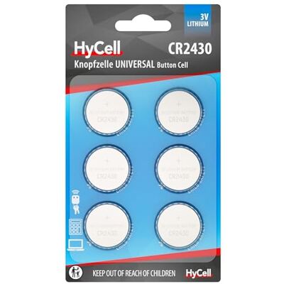 Ansmann HyCell CR2430 Lithium knoopcellen, 3 V, 6 stuks, lange levensduur, voor rekenmachine, weegschaal, klok, autosleutels, garage-opening, afstandsbediening, licht Ansmann HyCell CR2430 Lithium knoopcellen, 3 V, 6 stuks, lange levensduur, voor rekenmachine, weegschaal, klok, autosleutels, garage-opening, afstandsbediening, licht