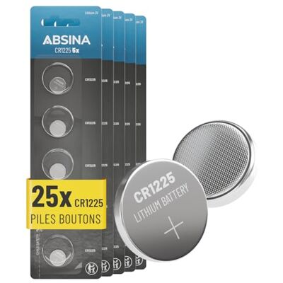 ABSINA CR1225 lithium knoopcel 3 V, lekvrij en lange levensduur: 25 stuks knoopcellen CR 1225 3V ABSINA CR1225 lithium knoopcel 3 V, lekvrij en lange levensduur: 25 stuks knoopcellen CR 1225 3V