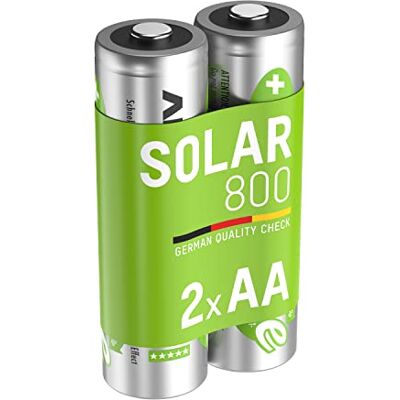 Ansmann 2 stuks AA Mignon 800 mAh 1,2 V NiMH-batterijen voor zonnelamp oplaadbare batterijen met lage zelfontlading, max. zonne-batterijen, ideaal voor verlichting op zonne-energie in de tuin, oplaadbare batterij Ansmann 2 stuks AA Mignon 800 mAh 1,2 V NiMH-batterijen voor zonnelamp oplaadbare batterijen met lage zelfontlading, max. zonne-batterijen, ideaal voor verlichting op zonne-energie in de tuin, oplaadbare batterij