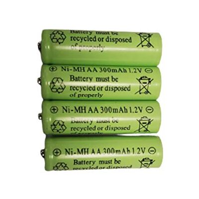 Divas World Oplaadbare AA-batterijen, 300 mAh, 1,2 V, Ni-MH, 4 stuks Divas World Oplaadbare AA-batterijen, 300 mAh, 1,2 V, Ni-MH, 4 stuks