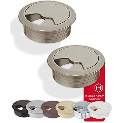 Gedotec Bureaukabelgoot van robuust ABS-kunststof 2 x 60 mm ronde kabeldoorvoer ingang kabelbox in roestvrijstalen look kabeldoorvoer om in te slaan kabeldoorvoer voor kantoor Gedotec Bureaukabelgoot van robuust ABS-kunststof 2 x 60 mm ronde kabeldoorvoer ingang kabelbox in roestvrijstalen look kabeldoorvoer om in te slaan kabeldoorvoer voor kantoor