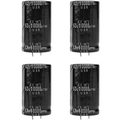 Walfront Elektrolytische condensator, elektronische component van audio-elektrolytische condensator, 4 stuks, 30 x 50 mm, 10000 uF, 63 V voor versterker Walfront Elektrolytische condensator, elektronische component van audio-elektrolytische condensator, 4 stuks, 30 x 50 mm, 10000 uF, 63 V voor versterker
