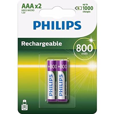 Philips R03B2A80 Oplaadbare batterij, 800 mAh, AAA, 2 stuks Philips R03B2A80 Oplaadbare batterij, 800 mAh, AAA, 2 stuks