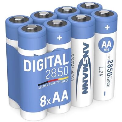 Ansmann NiMH AA Mignon 2850 mAh digitale batterijen in set van 8 oplaadbare snellaadbatterijen, betrouwbaar gebruik in zaklamp, afstandsbediening, camera Ansmann NiMH AA Mignon 2850 mAh digitale batterijen in set van 8 oplaadbare snellaadbatterijen, betrouwbaar gebruik in zaklamp, afstandsbediening, camera