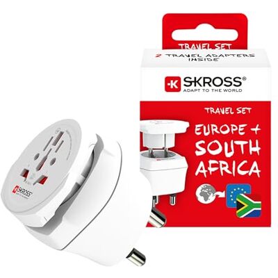 SKROSS 1.500202-E Combo World to South Africa Reisadapter voor Europa in Zuid-Afrika. 2-in-1. Spanning en vermogen 100V 1600W / 250V 4000W. Bescherming tegen elektrische schokken SKROSS 1.500202-E Combo World to South Africa Reisadapter voor Europa in Zuid-Afrika. 2-in-1. Spanning en vermogen 100V 1600W / 250V 4000W. Bescherming tegen elektrische schokken