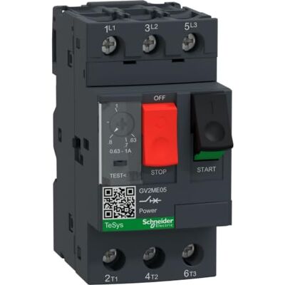 Schneider Electric TeSys GV2ME disj. Motor -0,63.1A 3P 3D magneto-thermische trigger GV2ME05 Schneider Electric TeSys GV2ME disj. Motor -0,63.1A 3P 3D magneto-thermische trigger GV2ME05