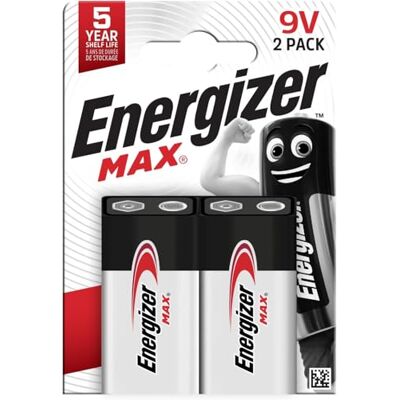 Energizer Batterijen, Max 9V blokbatterij alkaline, 2 stuks Duur: voor rookmelders en radio's, 100% recyclebare en plasticvrije verpakking, houdbaarheid 5 jaar Energizer Batterijen, Max 9V blokbatterij alkaline, 2 stuks Duur: voor rookmelders en radio's, 100% recyclebare en plasticvrije verpakking, houdbaarheid 5 jaar