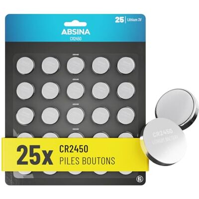 ABSINA CR2450 Lithium knoopcel 3V voor UVM flitsermelder lekvrij 25 stuks knoopcellen CR 2450 3V lange levensduur ABSINA CR2450 Lithium knoopcel 3V voor UVM flitsermelder lekvrij 25 stuks knoopcellen CR 2450 3V lange levensduur