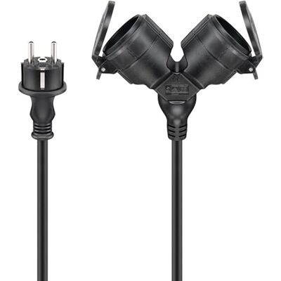 goobay 65435 verlengkabel/stroomkabel voor buiten, 2 x Schuko-stopcontacten met beschermkleppen (IP44), 3680 W voor 250 V (AC) en 16 A/10 m goobay 65435 verlengkabel/stroomkabel voor buiten, 2 x Schuko-stopcontacten met beschermkleppen (IP44), 3680 W voor 250 V (AC) en 16 A/10 m