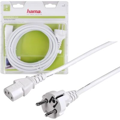 Hama Stroomkabel (ongehoekte stekker, voedingskabel voor pc, monitor, printer, PS3, gegoten geaarde stekker, 3-polig, 5 m) wit Hama Stroomkabel (ongehoekte stekker, voedingskabel voor pc, monitor, printer, PS3, gegoten geaarde stekker, 3-polig, 5 m) wit